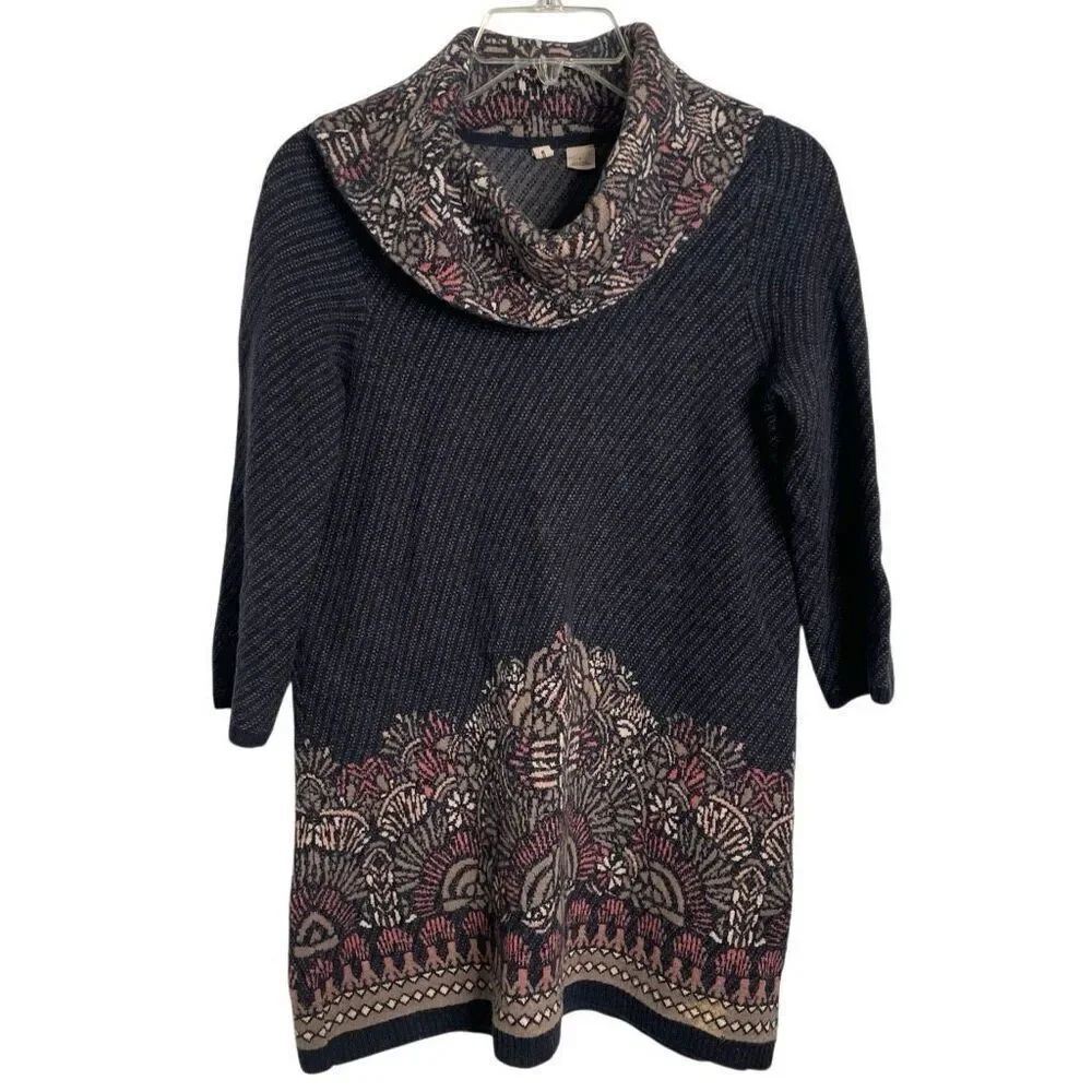 MOTH Anthropologie Womens Imperial Garden Cowlneck Tunic S Gray Blend Wool